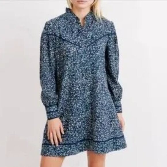 Mirth Dresses & Skirts - Mirth Montrose Short Dress Pockets in Blue Thistle XS Cotton Boho